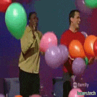 GIF přáníčko k svátku se spoustou balónků.