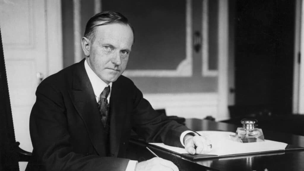 Calvin Coolidge v pracovně.