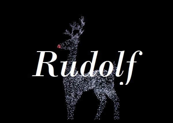 Jméno Rudolf na pozadí fotografie světelného soba.