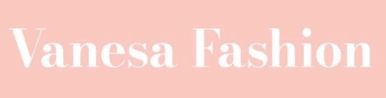 Bílé logo firmy "Vanesa Fashion" na růžovém pozadí. 