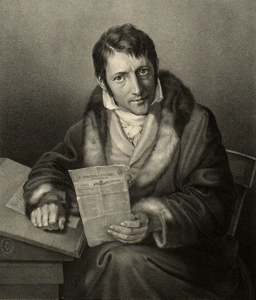 Dobový portrét Karla Ludwiga Börneho sedícího u psacího stolu