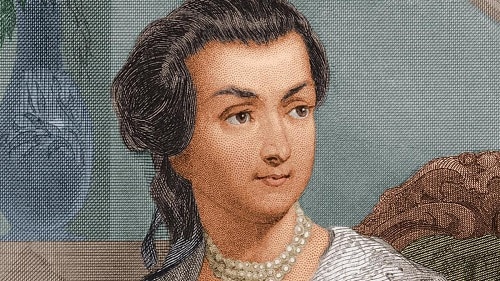 Malovaný portrét Abigail Adams.