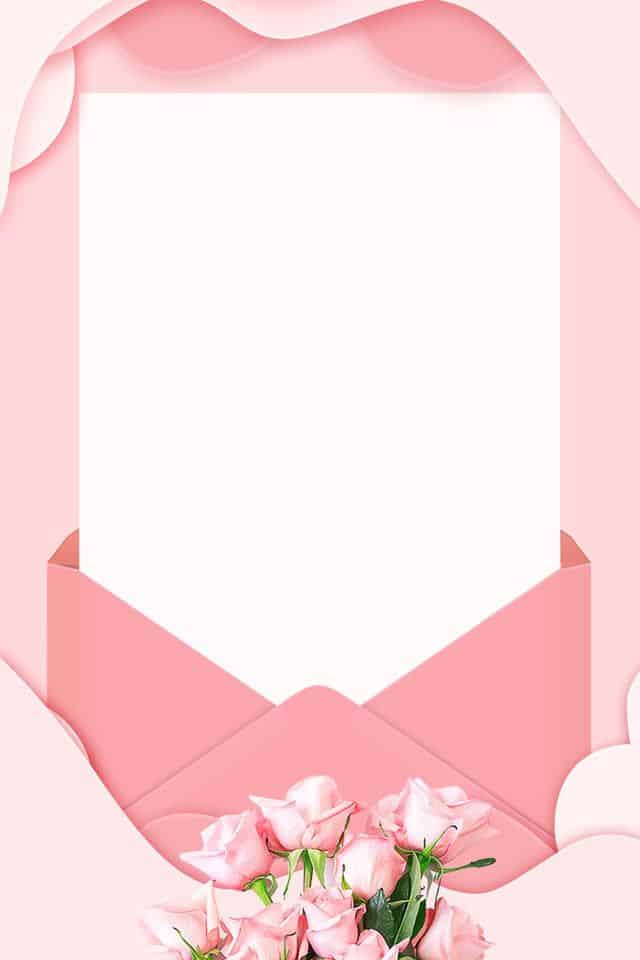Bílý dopisní papír v růžové obálce, na který lze napsat svatební přáníčko.
