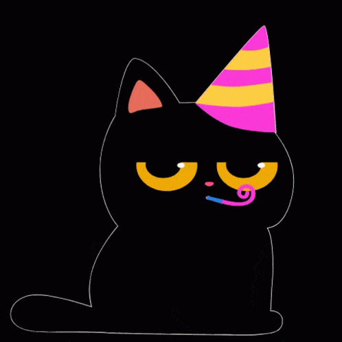 GIF gratulace černá paty kočka. 