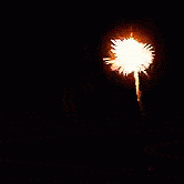 GIF přáníčko k svátku s ohňostrojem.
