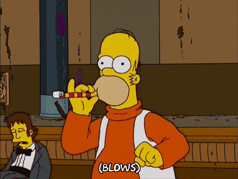 GIF přání k svátku oslavující Homer Simpson. 