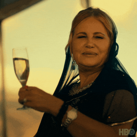 GIF přání k svátku Stiflerova máma s šampaňským. 