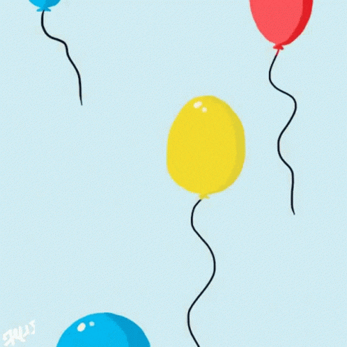 GIF přáníčko k svátku s barevnými balony.