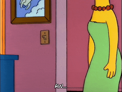GIF blahopřání k jmeninám objímačka u Simpsonových. 
