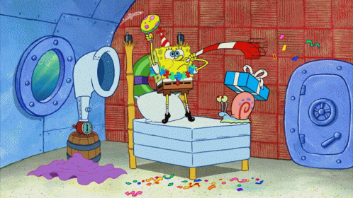 Přáníčko k svátku se Spongebobem.