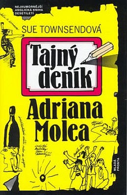 Přebal knihy Sue Townsendové s názvem "Tajný deník Adriana Molea". 