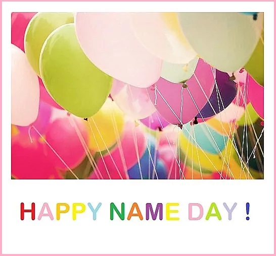 Barevné balónky s nápisem happy name day!