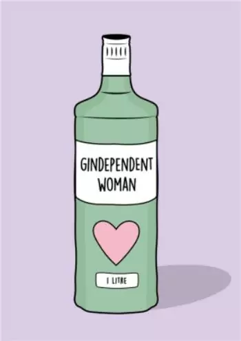 Zelená láhev se srdcem a nápisem gindependent woman.