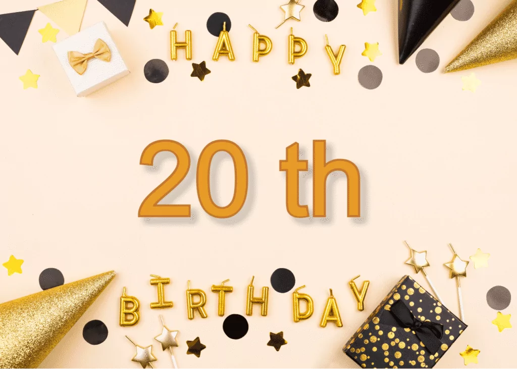 Anglické narozeninové přání k 20. narozeninám.